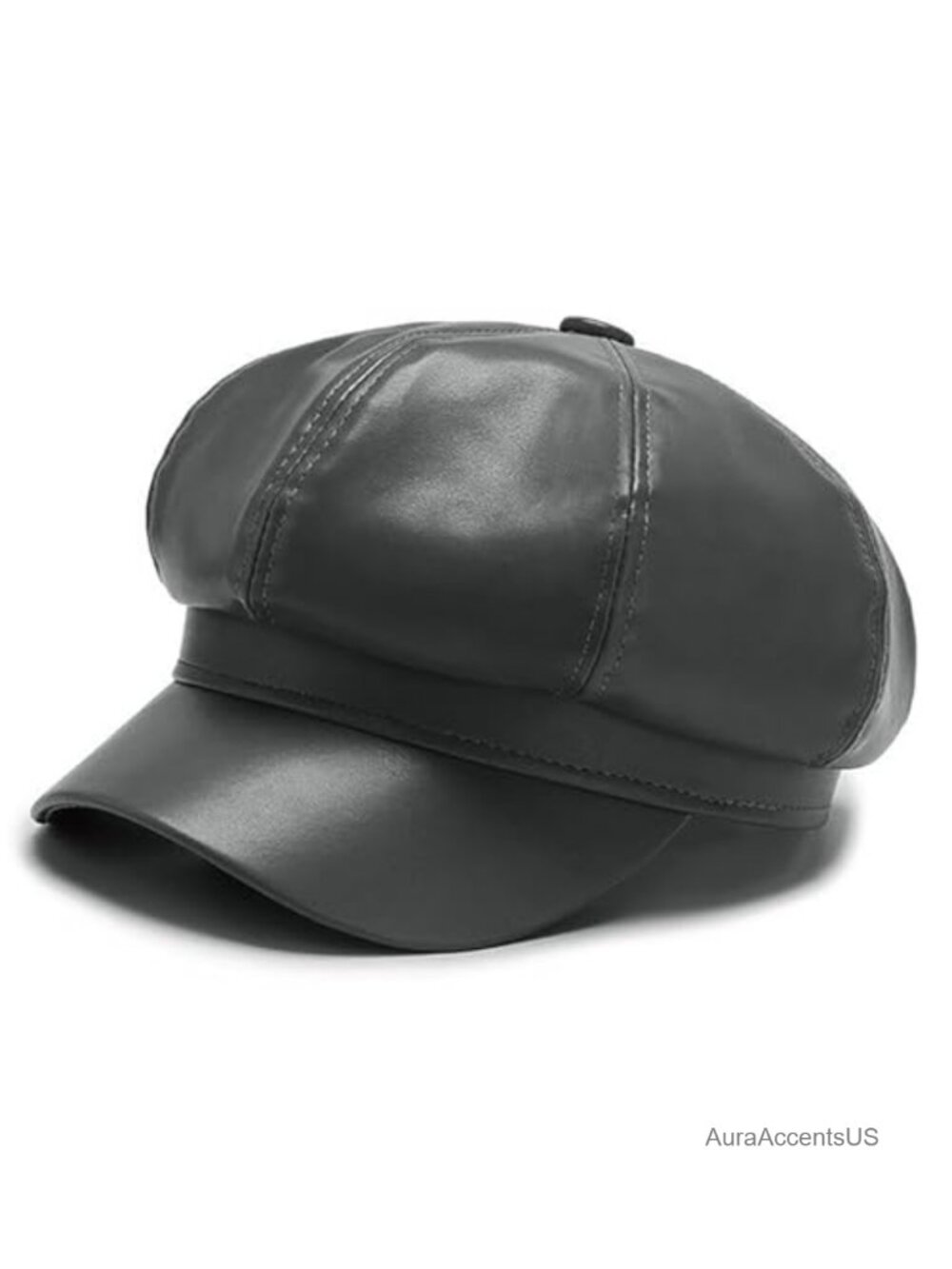 PU Leather French Octagonal Beret Newsboy Painter Hat Adjustable